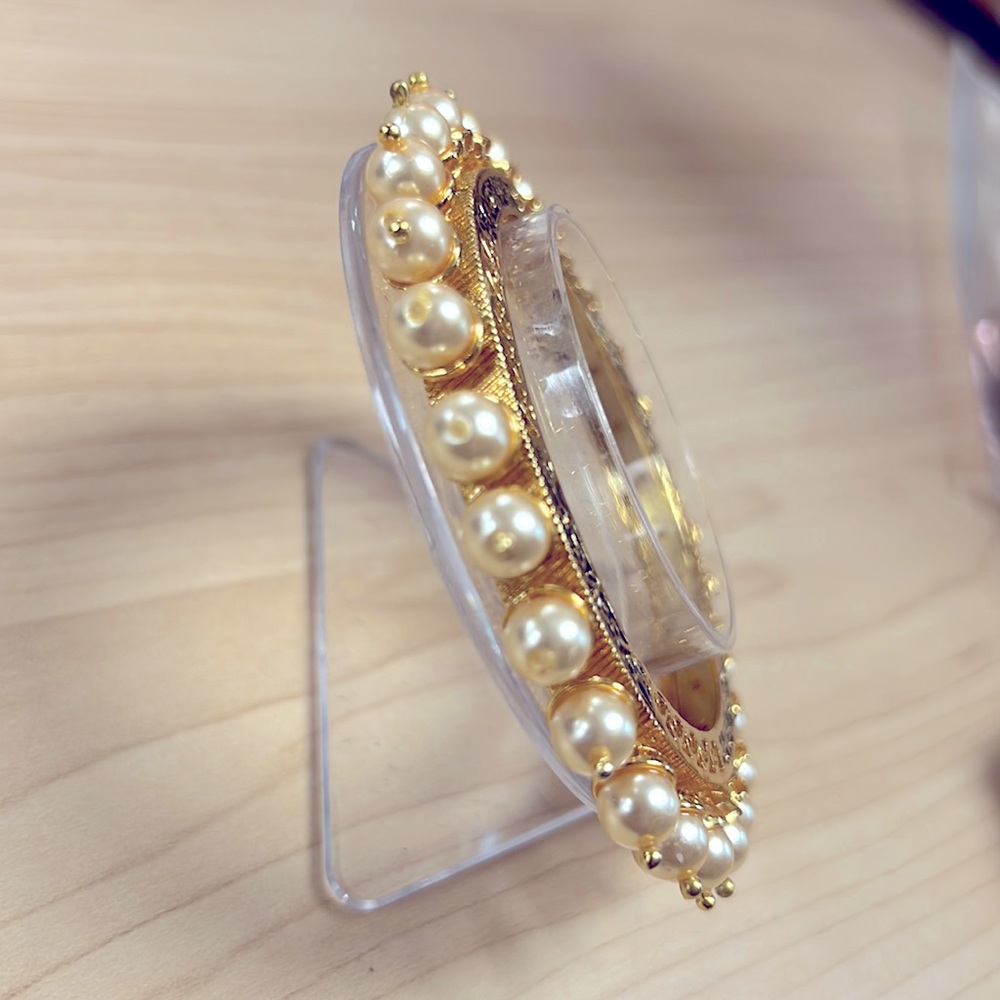 Bangle set of 2 - gold with pearl - small size